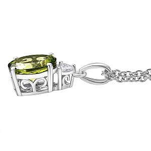  D'Joy Hebei Peridot and Moissanite 2.75 ctw Trinity of Elegance Pendant Necklace in Rhodium Over Sterling Silver 20 Inches