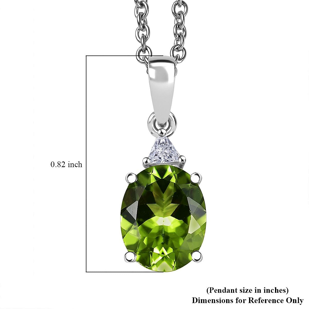 Doorbuster D'Joy Hebei Peridot and Moissanite 2.75 ctw Trinity of Elegance Pendant Necklace in Rhodium Over Sterling Silver 20 Inches image number 5