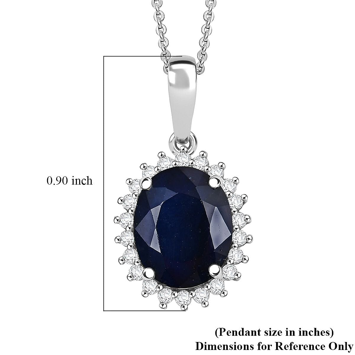 D'Joy Kanchanaburi Blue Sapphire (DF) and Moissanite 4.60 ctw Starlit Aura Pendant with Necklace 20 Inches in Rhodium Over Sterling Silver image number 5