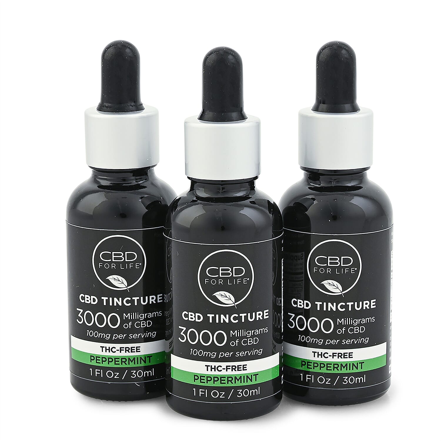 Buy CBD For Life Set of 3 3000mg CBD Peppermint Tincture (3x 1oz