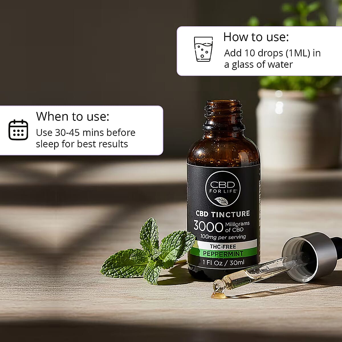 Doorbuster CBD For Life Set of 3 3000mg CBD Peppermint Tincture (3x 1oz) image number 4