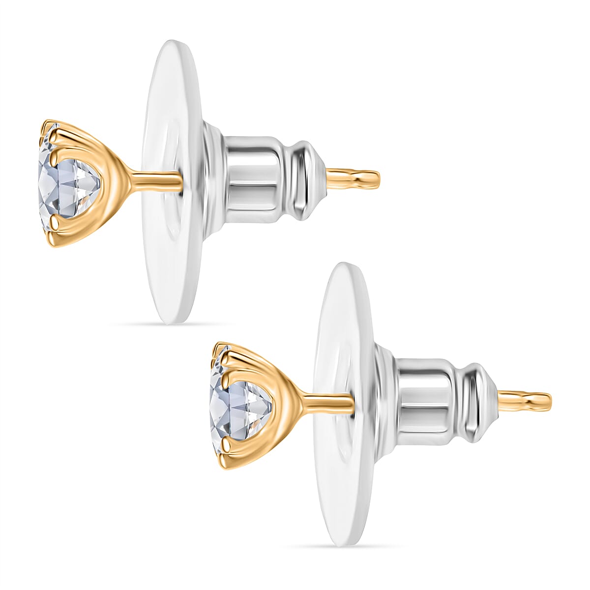 Doorbuster D'Joy Moissanite 2.60 ctw Set of 3 Solitaire Stud Earrings in 18K Vermeil YRG and Rhodium Over Sterling Silver image number 4