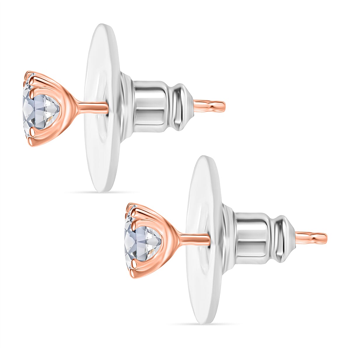 D'Joy Moissanite 2.60 ctw Set of 3 Solitaire Stud Earrings in 18K Vermeil YRG and Rhodium Over Sterling Silver
