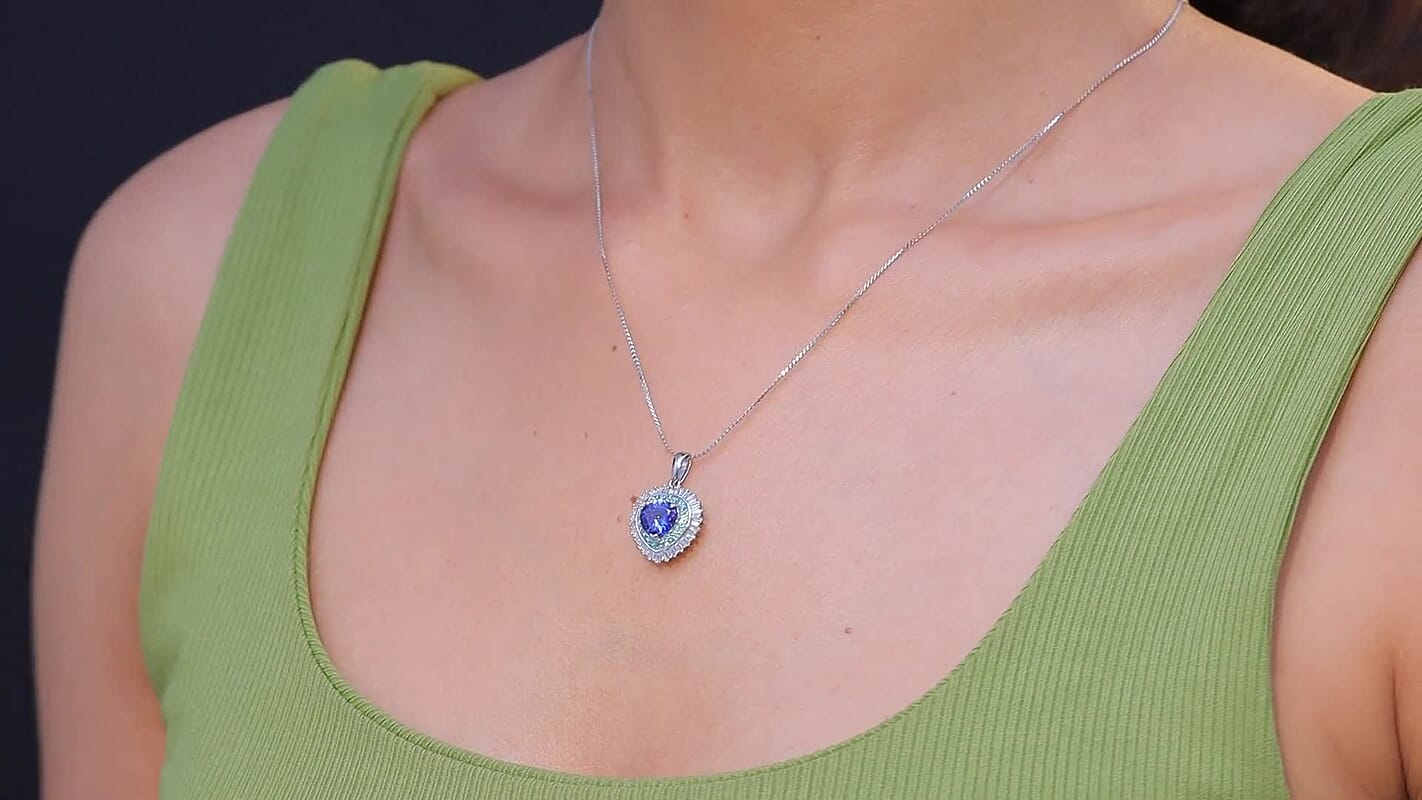 Rhapsody AAAA Tanzanite, Paraiba Tourmaline and Diamond Pendant Necklace in 950 Platinum  2.60 ctw (20 Inches)