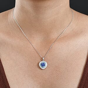 Rhapsody AAAA Tanzanite, Paraiba Tourmaline and Diamond Pendant Necklace in 950 Platinum  2.60 ctw (20 Inches)