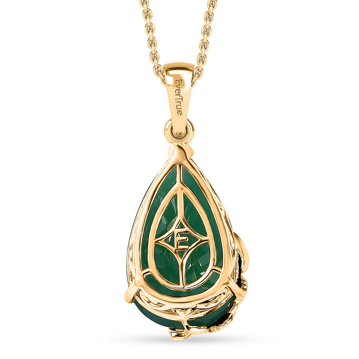 EverTrue Verde Onyx 11.65 ctw Garden Drop Pendant in 18K YG Plated with ION Plated YG Stainless Steel Necklace 20 Inches image number 4