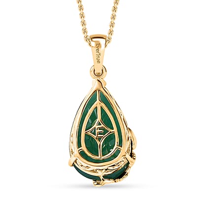 EverTrue Verde Onyx 11.65 ctw Garden Drop Pendant in 18K YG Plated with ION Plated YG Stainless Steel Necklace 20 Inches