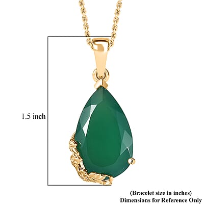 EverTrue Verde Onyx 11.65 ctw Garden Drop Pendant in 18K YG Plated with ION Plated YG Stainless Steel Necklace 20 Inches