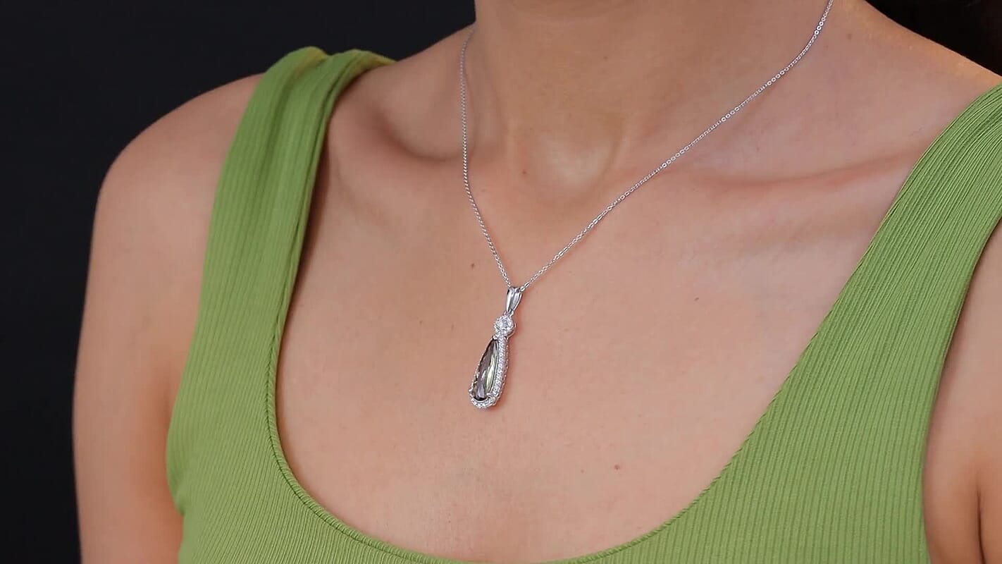 D'Joy Jenipapo Andalusite and Moissanite 3.65 ctw Pendant Necklace (20 Inches) in Rhodium Over Sterling Silver