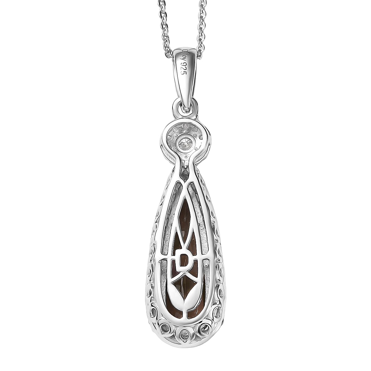 D'Joy Jenipapo Andalusite and Moissanite 3.65 ctw Pendant Necklace (20 Inches) in Rhodium Over Sterling Silver image number 4