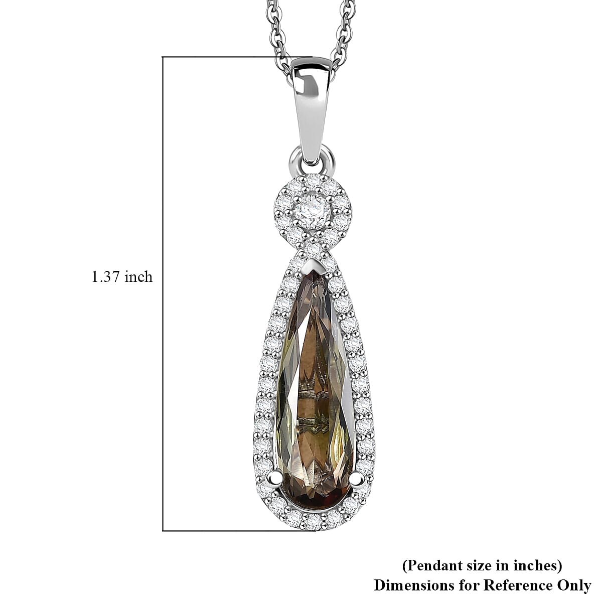 D'Joy Jenipapo Andalusite and Moissanite 3.65 ctw Pendant Necklace (20 Inches) in Rhodium Over Sterling Silver image number 5