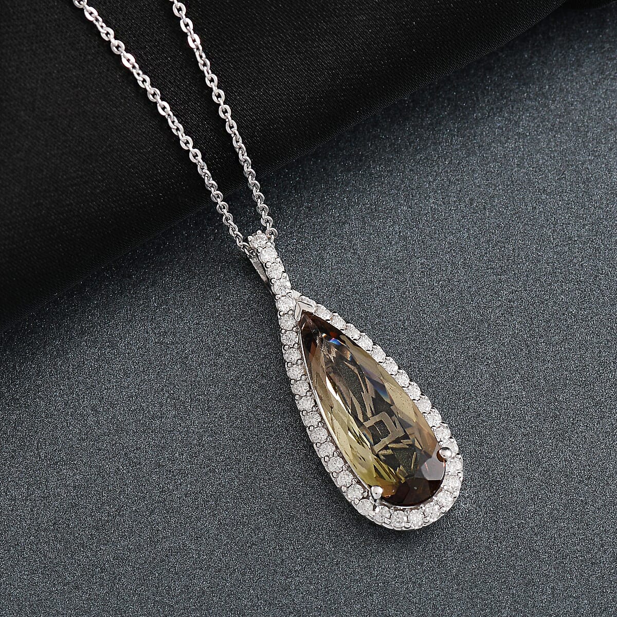 D'Joy Premium Jenipapo Andalusite and Moissanite 5.50 ctw Pendant Necklace in Rhodium Over Sterling Silver 20 Inches image number 1