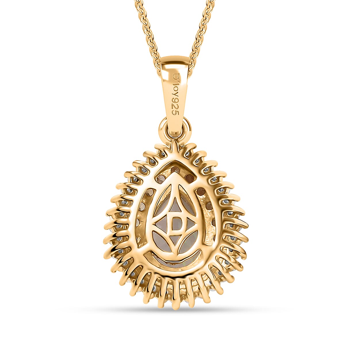 D'Joy Premium Ethiopian Welo Opal and Multi Gemstone 1.30 ctw Tear of Fire Pendant Necklace in 18K Vermeil Yellow Gold Over Sterling Silver 20 Inches image number 4