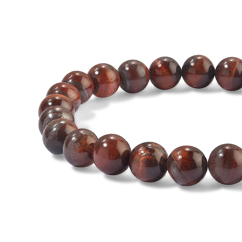EverTrue Red Tiger Eye 330.00 ctw Stone Bracelet (Adjustabel) and Necklace 20 Inches in Stainless Steel