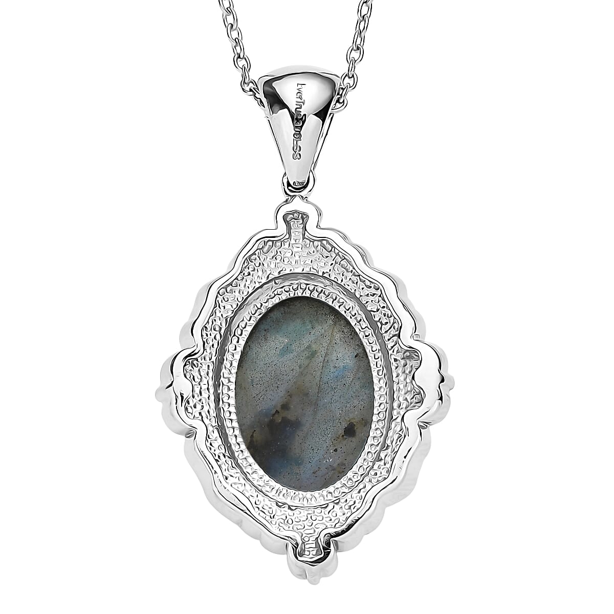 EverTrue Malagasy Labradorite 12.30 ctw Pendant Necklace in Stainless Steel 20 Inches