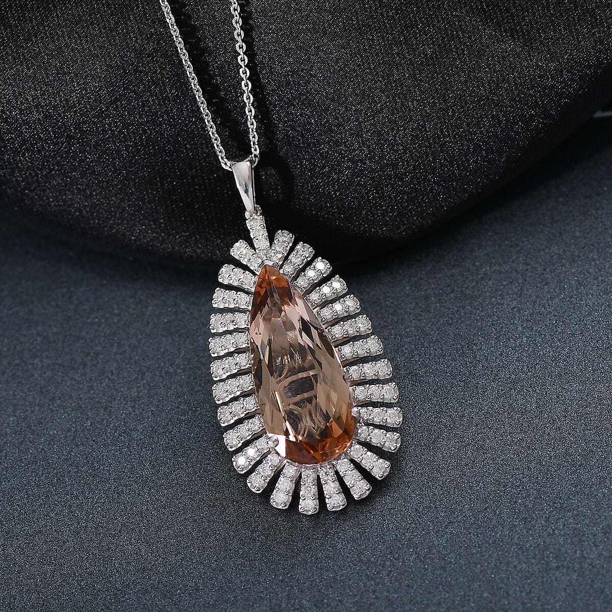 D'Joy Jenipapo Andalusite and Moissanite 9.00 ctw Pendant Necklace in Rhodium Over Sterling Silver 20 Inches image number 1