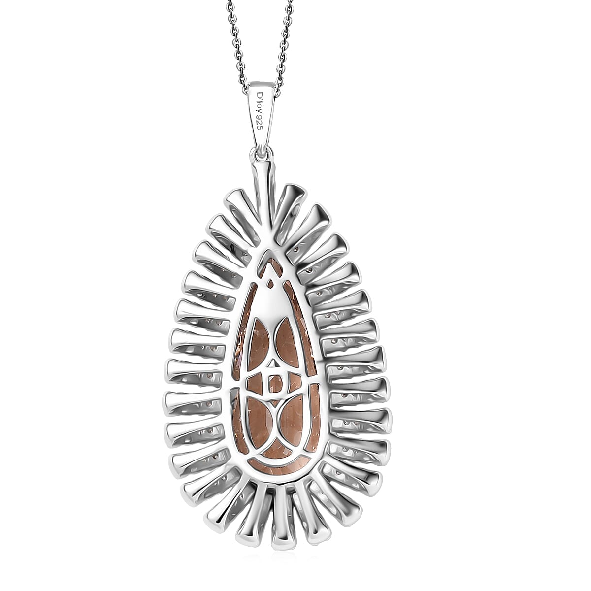 D'Joy Jenipapo Andalusite and Moissanite 9.00 ctw Pendant Necklace in Rhodium Over Sterling Silver 20 Inches image number 4