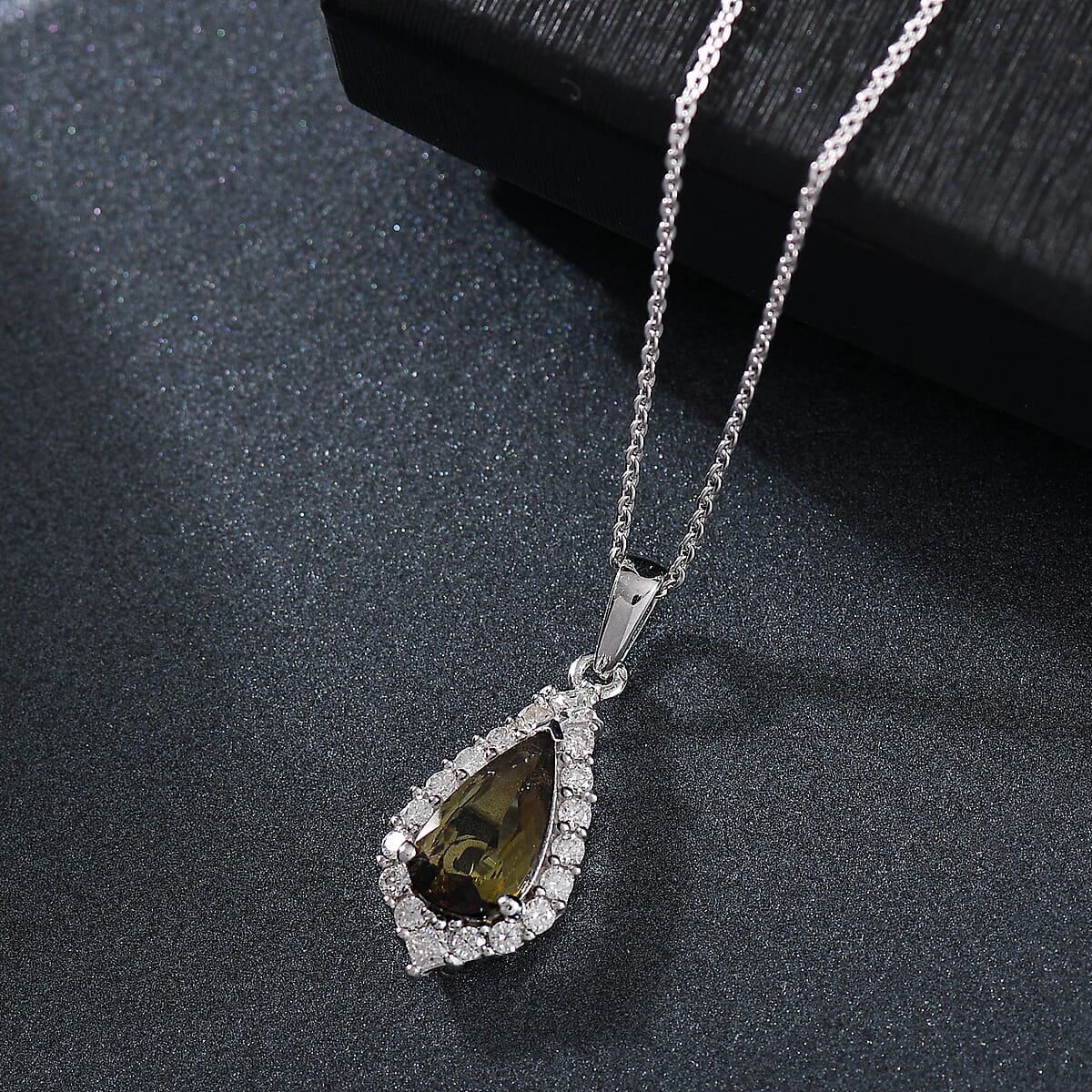 D'Joy Jenipapo Andalusite and Moissanite 5.10 ctw Pendant Necklace in Rhodium Over Sterling Silver 20 Inches image number 1