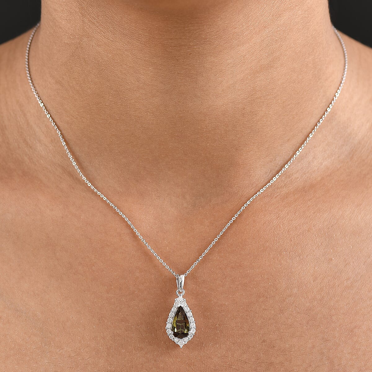 D'Joy Jenipapo Andalusite and Moissanite 5.10 ctw Pendant Necklace in Rhodium Over Sterling Silver 20 Inches image number 2
