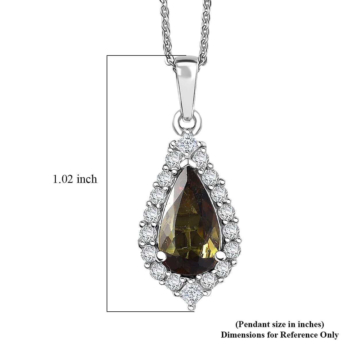 D'Joy Jenipapo Andalusite and Moissanite 5.10 ctw Pendant Necklace in Rhodium Over Sterling Silver 20 Inches