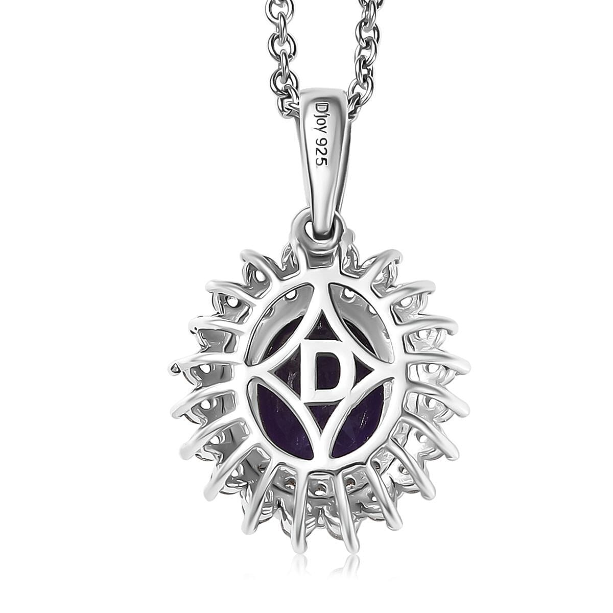 D'Joy African Amethyst and White Zircon 3.45 ctw Pendant Necklace in Platinum Over Sterling Silver 20 Inches image number 4
