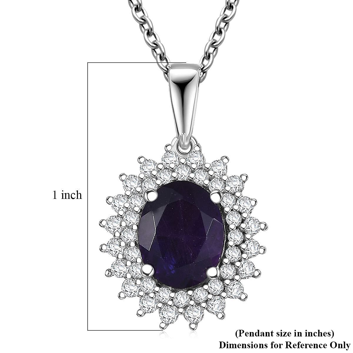 D'Joy African Amethyst and White Zircon 3.45 ctw Pendant Necklace in Platinum Over Sterling Silver 20 Inches image number 5