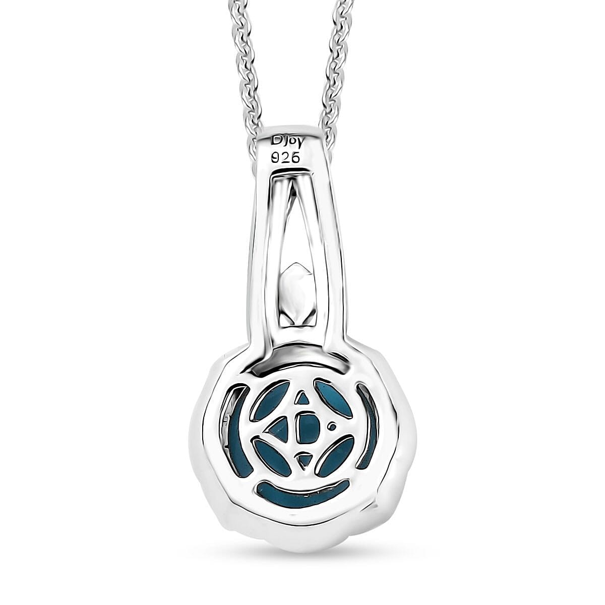 D'Joy Sleeping Beauty Turquoise 1.10 ctw Solitaire Pendant Necklace in Platinum Over Sterling Silver 20 Inches image number 4