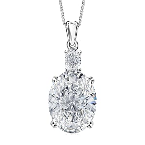 D'Joy Moissanite 10.95 ctw Pendant Necklace  in Rhodium Over Sterling Silver 18 Inches