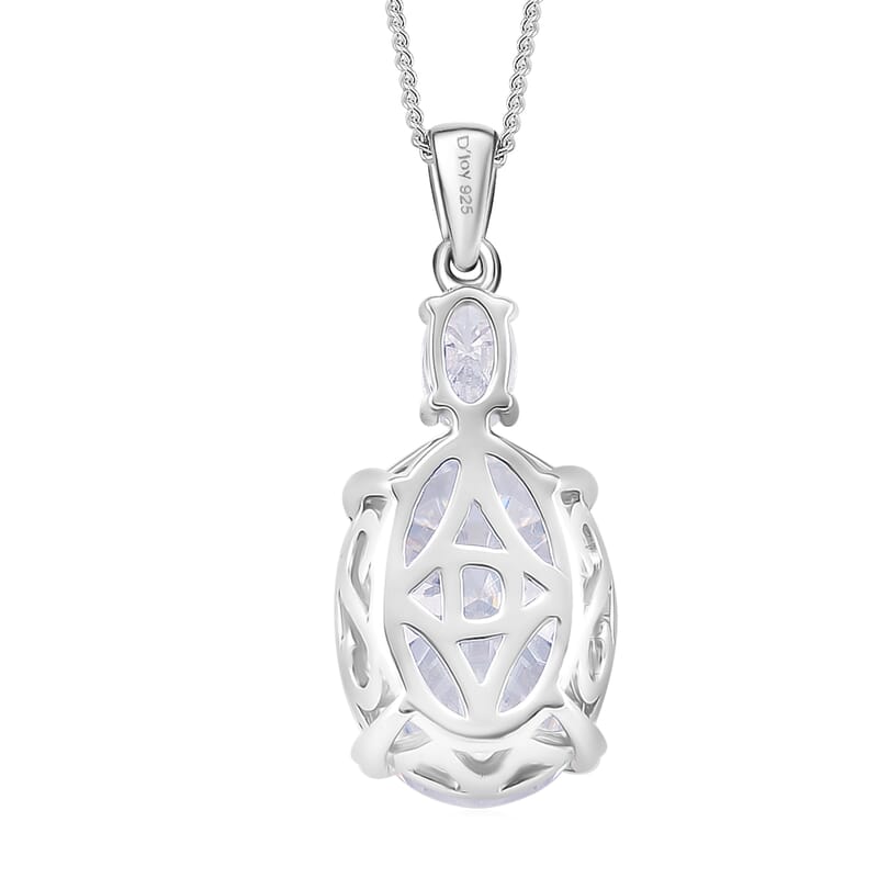 D'Joy Moissanite 10.95 ctw Pendant Necklace  in Rhodium Over Sterling Silver 18 Inches
