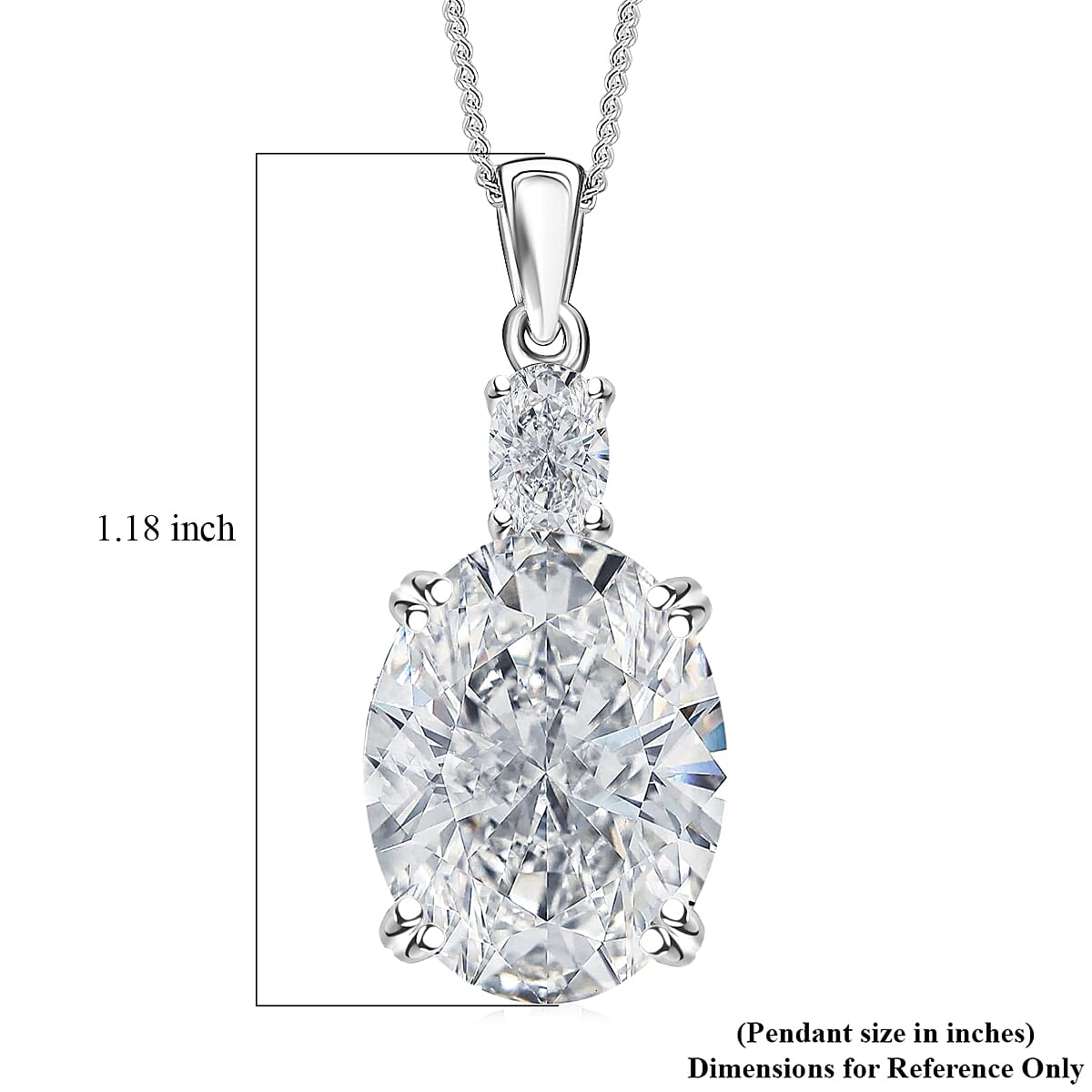 D'Joy Moissanite 10.95 ctw Pendant Necklace  in Rhodium Over Sterling Silver 18 Inches image number 6