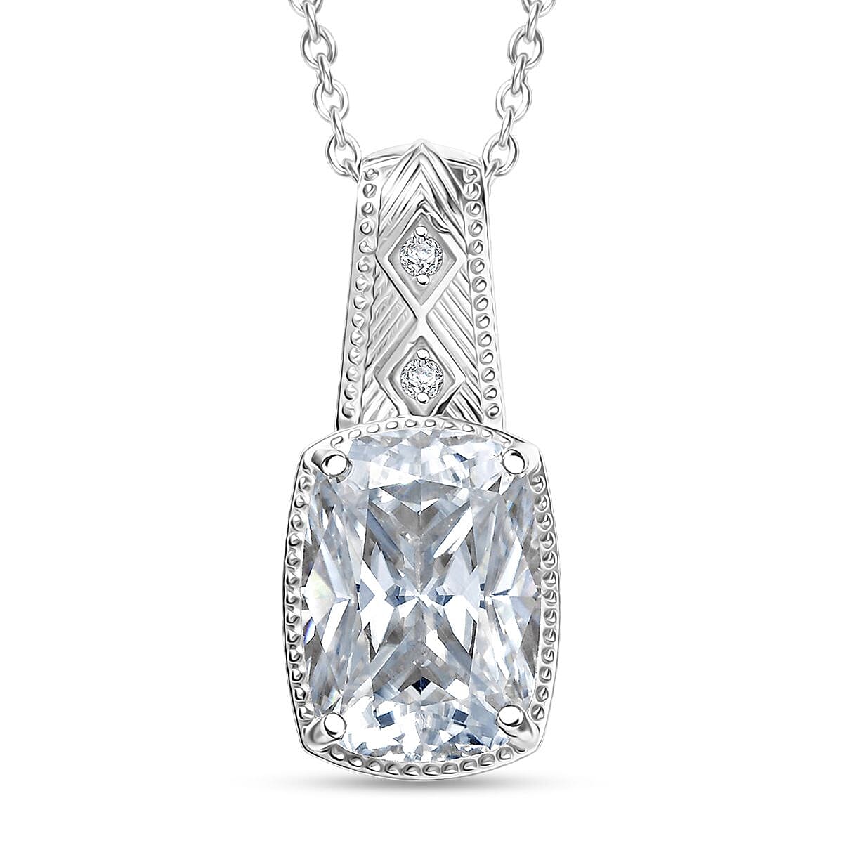 D'Joy Moissanite 4.00 ctw Pendant Necklace in Rhodium Over Sterling Silver 20 Inches image number 0