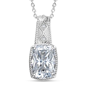 D'Joy Moissanite 4.00 ctw Pendant Necklace in Rhodium Over Sterling Silver 20 Inches