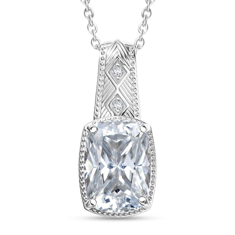 D'Joy Moissanite 4.00 ctw Pendant Necklace in Rhodium Over Sterling Silver 20 Inches