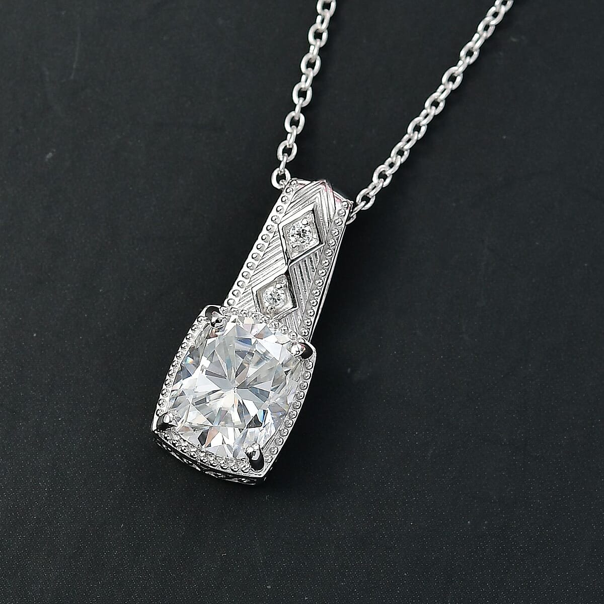 D'Joy Moissanite 4.00 ctw Pendant Necklace in Rhodium Over Sterling Silver 20 Inches image number 1