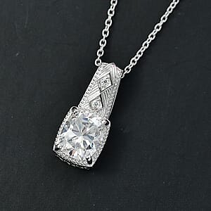 D'Joy Moissanite 4.00 ctw Pendant Necklace in Rhodium Over Sterling Silver 20 Inches