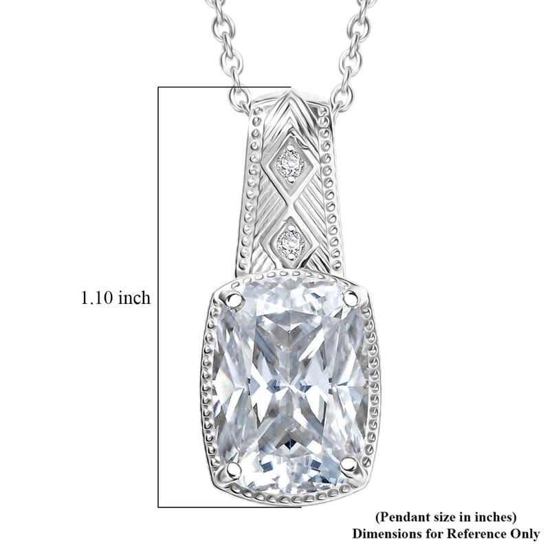 D'Joy Moissanite 4.00 ctw Pendant Necklace in Rhodium Over Sterling Silver 20 Inches