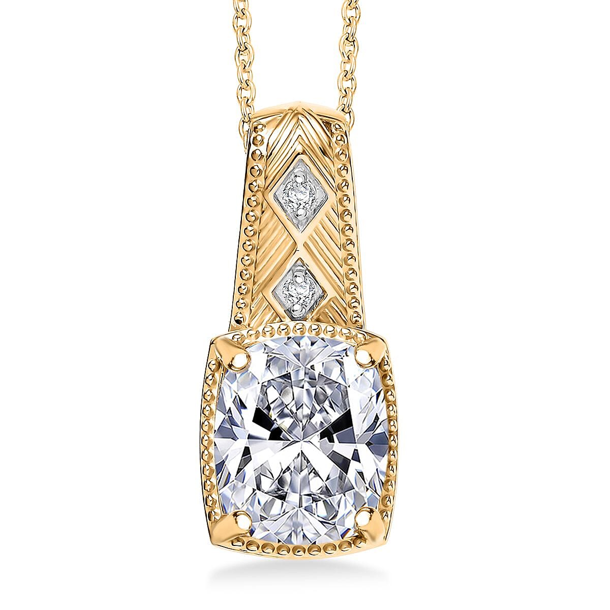 D'Joy Moissanite 3.90 ctw Pendant Necklace in 18K Vermeil Yellow Gold Over Sterling Silver 20 Inches image number 0