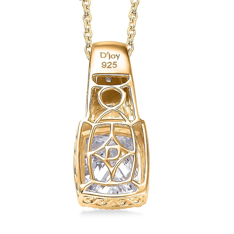 D'Joy Moissanite 3.90 ctw Pendant Necklace in 18K Vermeil Yellow Gold Over Sterling Silver 20 Inches