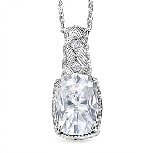D'Joy Moissanite 7.50 ctw Pendant Necklace in Rhodium Over Sterling Silver 20 Inches