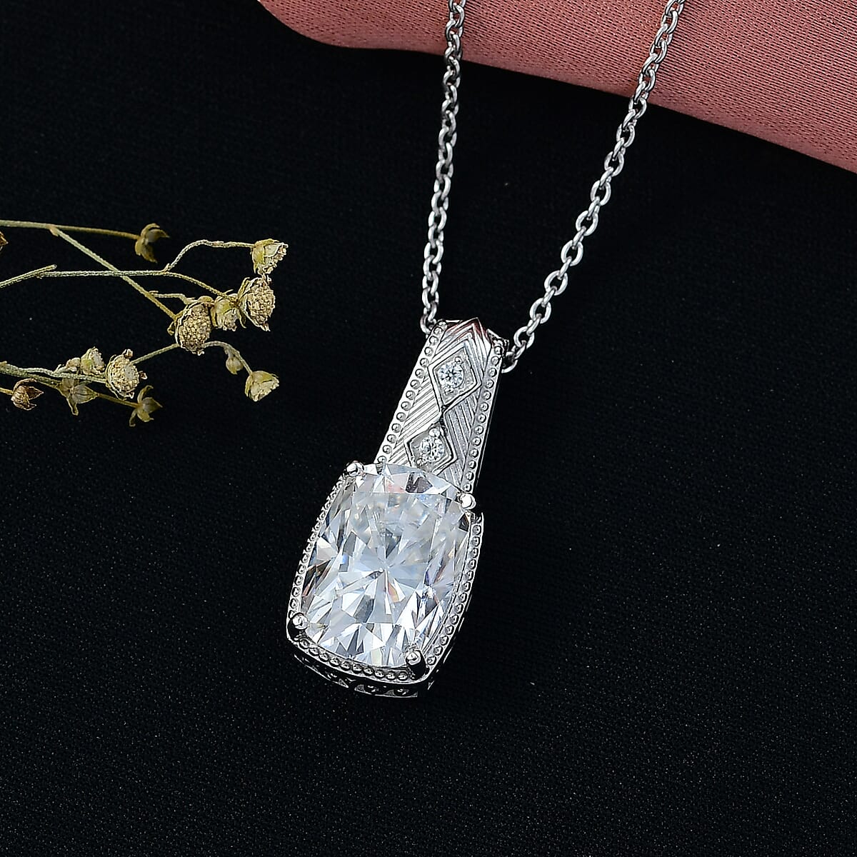 D'Joy Moissanite 7.50 ctw Pendant Necklace in Rhodium Over Sterling Silver 20 Inches image number 1