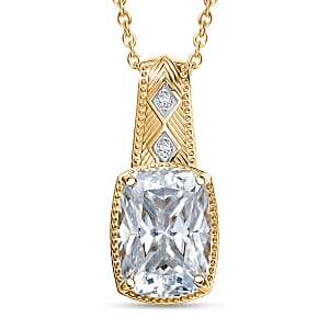 D'Joy Moissanite 7.60 ctw Celebrity Pendant Necklace in 18K Vermeil Yellow Gold Over Sterling Silver 20 Inches