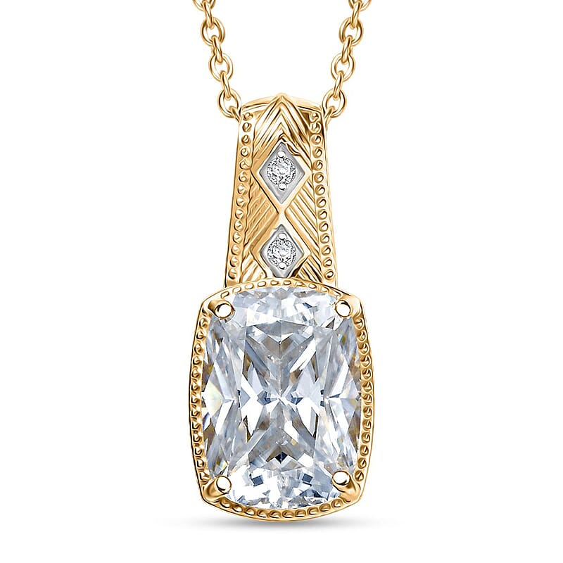 D'Joy Moissanite Pendant Necklace in 18K Vermeil YG Over Sterling Silver 7.60 ctw (20 Inches)