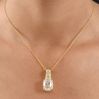 D'Joy Moissanite Pendant Necklace in 18K Vermeil YG Over Sterling Silver 7.60 ctw (20 Inches)