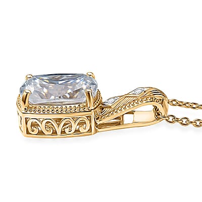 D'Joy Moissanite Pendant Necklace in 18K Vermeil YG Over Sterling Silver 7.60 ctw (20 Inches)