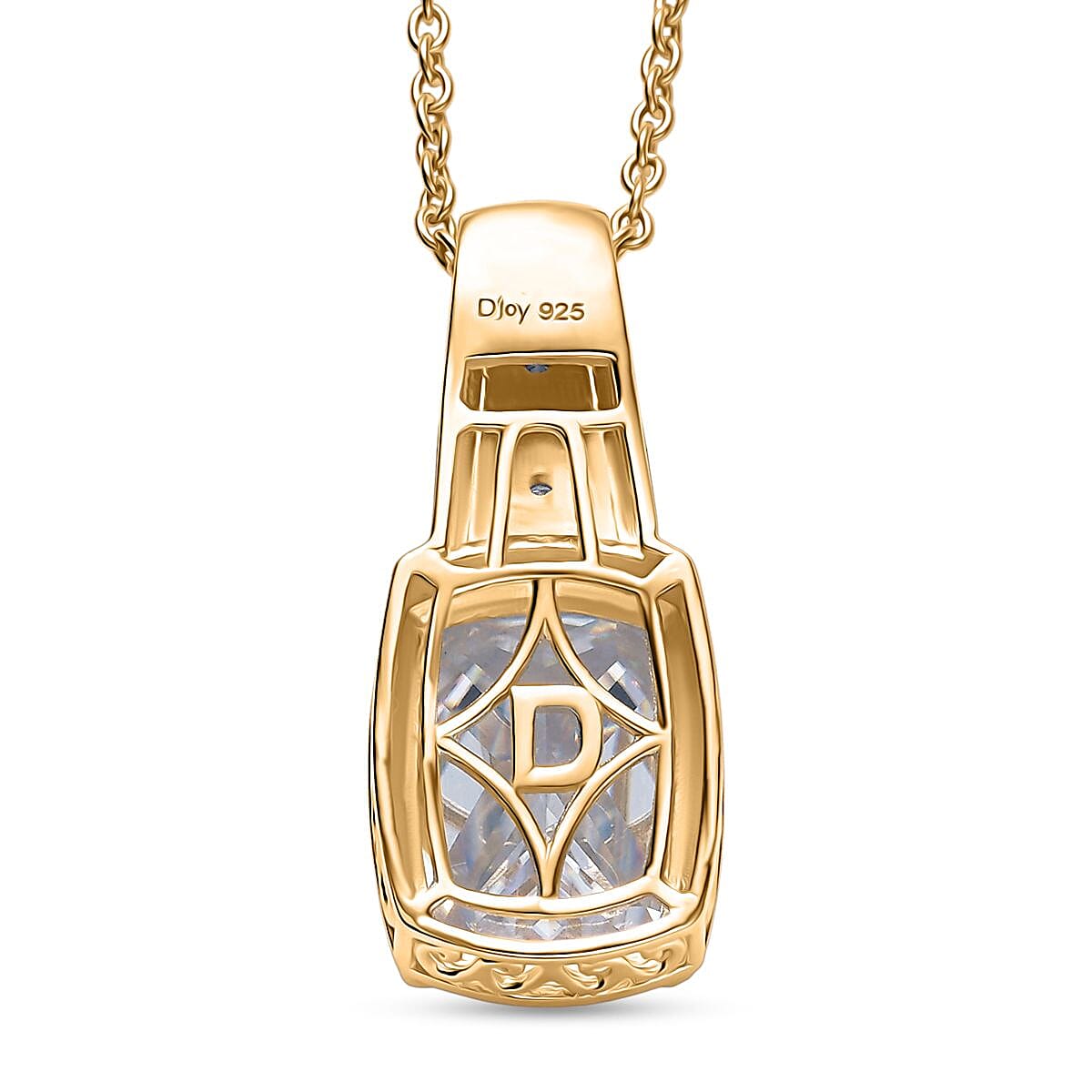 D'Joy Moissanite 7.60 ctw Celebrity Pendant Necklace in 18K Vermeil Yellow Gold Over Sterling Silver 20 Inches image number 4