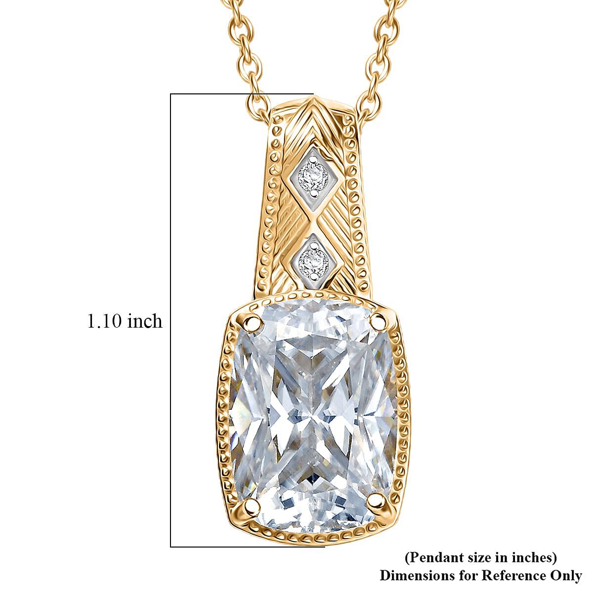D'Joy Moissanite Pendant Necklace in 18K Vermeil YG Over Sterling Silver 7.60 ctw (20 Inches)
