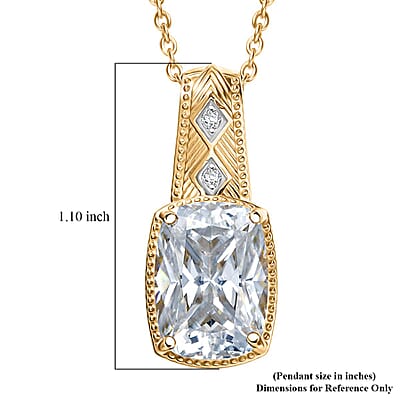D'Joy Moissanite Pendant Necklace in 18K Vermeil YG Over Sterling Silver 7.60 ctw (20 Inches)