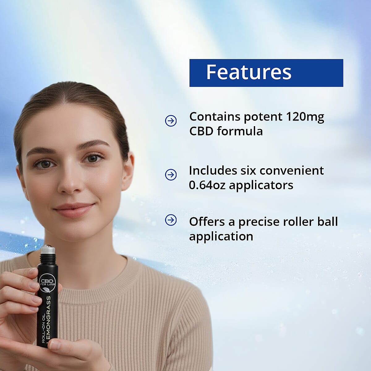 Doorbuster CBD For Life Set of 6 Lemongrass CBD Roll On for Pain Relief (6x 0.64oz) image number 3