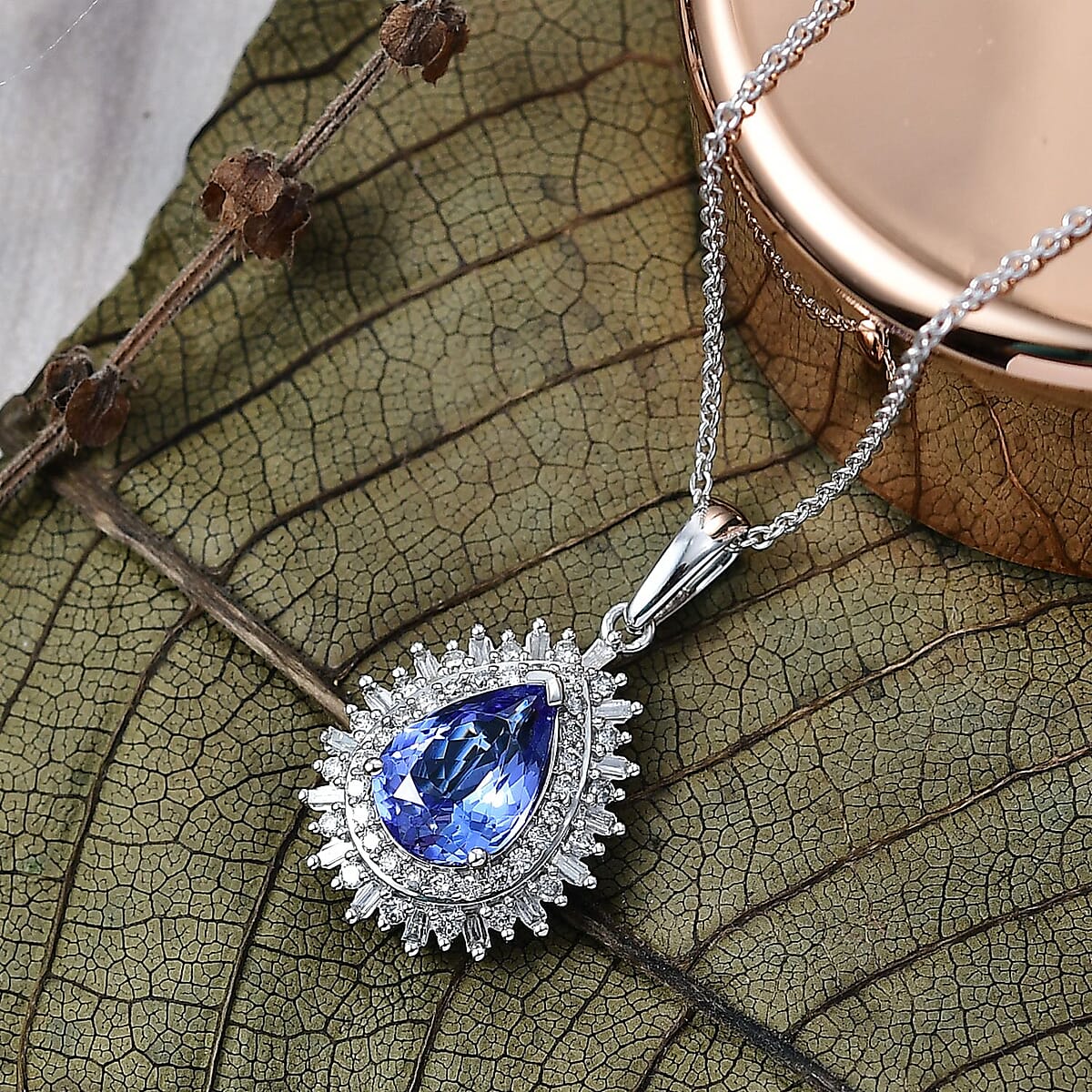 Luxoro Premium Tanzanite and G-H I2 Diamond 2.30 ctw Crown of Dreams Pendant Necklace in 10K White Gold 20 Inches image number 1