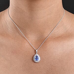 Luxoro Premium Tanzanite and G-H I2 Diamond 2.30 ctw Crown of Dreams Pendant Necklace in 10K White Gold 20 Inches